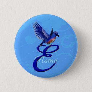 Bluebird Elegant Monogram Initial E Personalised 6 Cm Round Badge