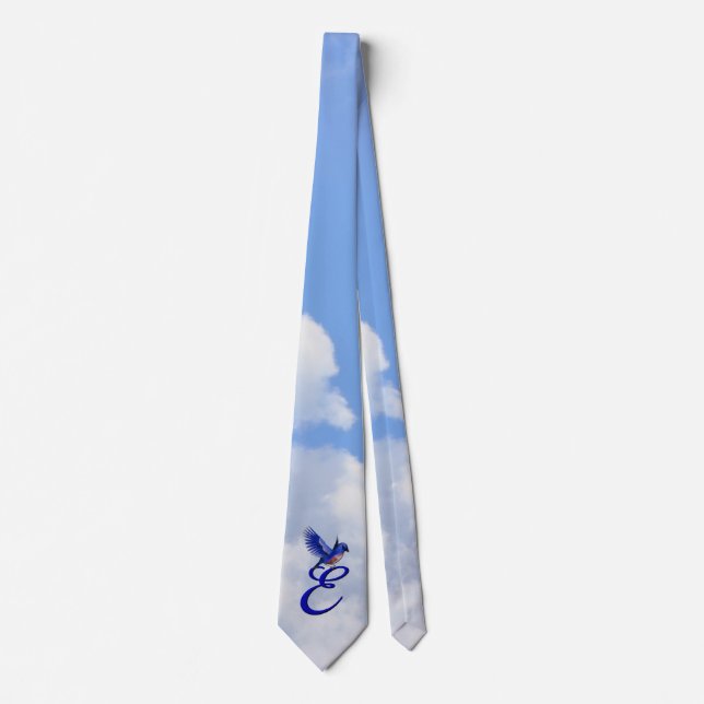 Bluebird Elegant Monogram Initial E Tie (Front)