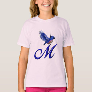 Bluebird Elegant Monogram Initial M T-Shirt