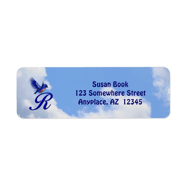 Bluebird Elegant Monogram Initial R Return Address (Front)