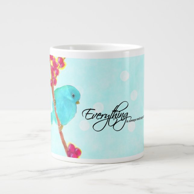 Bluebird-Everything is always working out for me! Large Coffee Mug (Front)