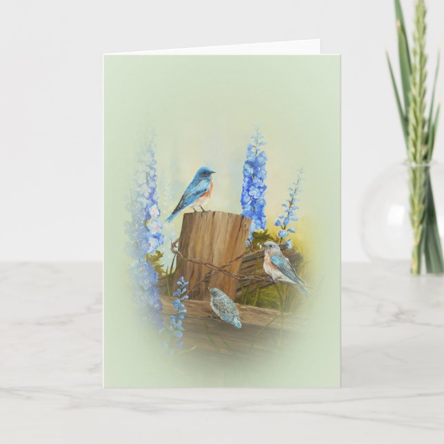 Bluebird Family Greeting Card (Front)
