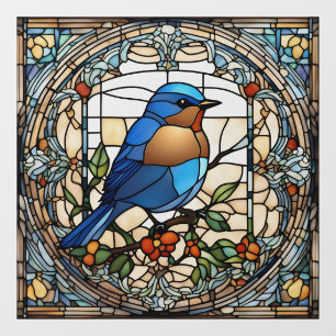 Bluebird Faux Stained Glass Blue Bird Window Cling