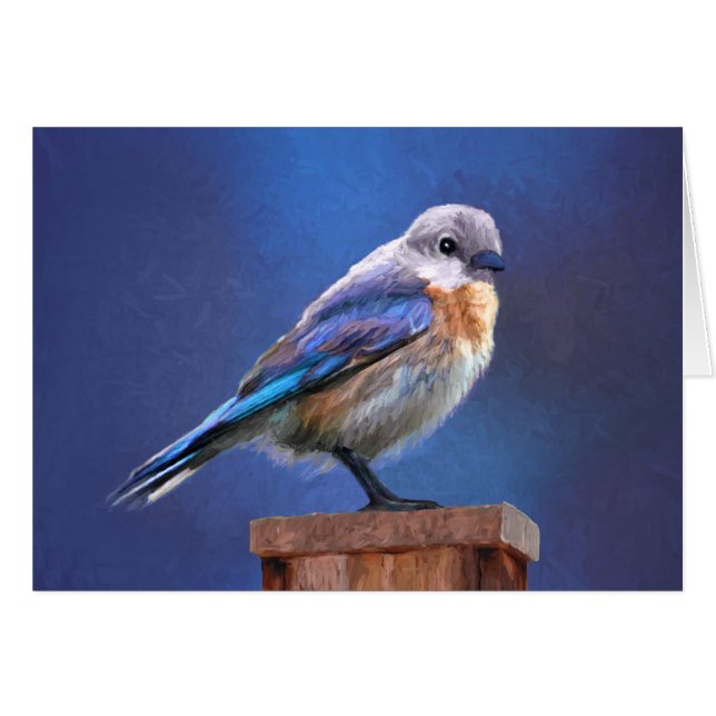 Bluebird (Female) Painting - Original Bird Art (Front Horizontal)