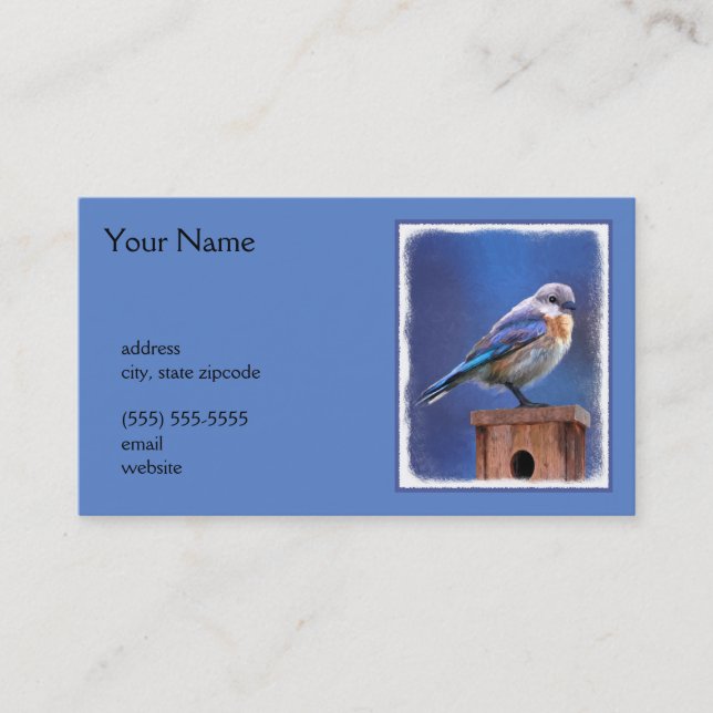Bluebird (Female) Painting - Original Bird Art Business Card (Front)