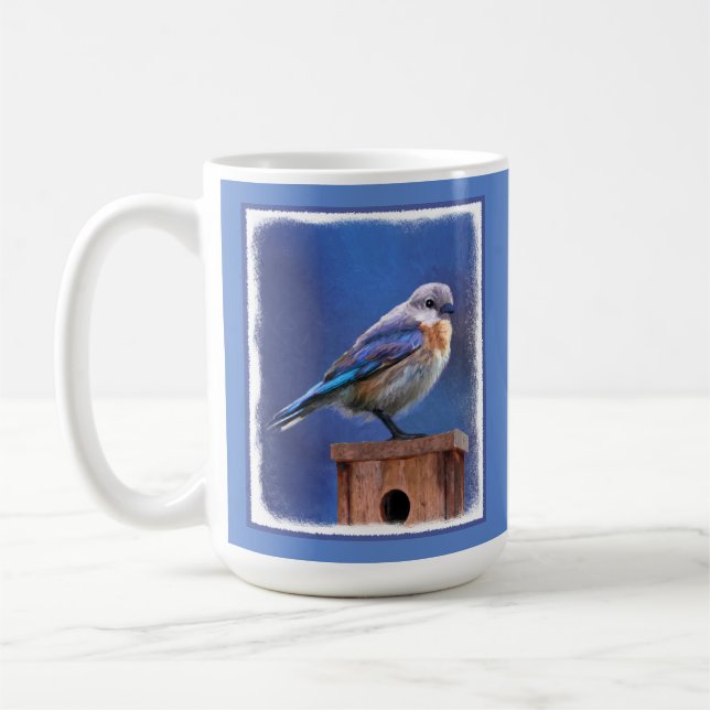 Bluebird (Female) Painting - Original Bird Art Coffee Mug (Left)