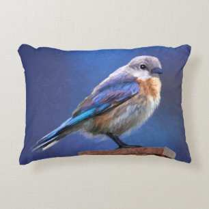 Bluebird (Female) Painting - Original Bird Art Decorative Cushion