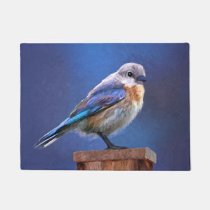 Bluebird (Female) Painting - Original Bird Art Doormat