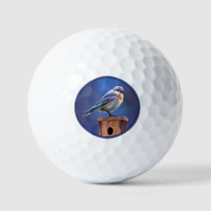 Bluebird (Female) Painting - Original Bird Art Golf Balls