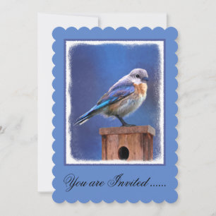 Bluebird (Female) Painting - Original Bird Art Invitation