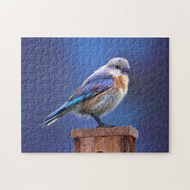 Bluebird (Female) Painting - Original Bird Art Jigsaw Puzzle (Horizontal)