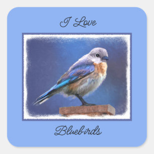 Bluebird (Female) Painting - Original Bird Art Square Sticker