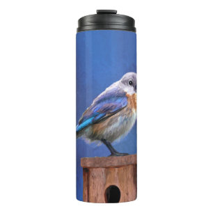 Bluebird (Female) Painting - Original Bird Art Thermal Tumbler