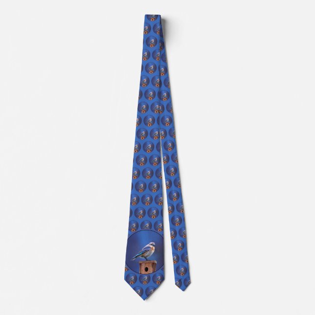 Bluebird (Female) Painting - Original Bird Art Tie (Front)