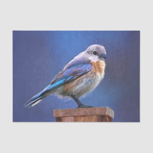 Bluebird (Female) Painting - Original Bird Art Tissue Paper (Front)