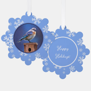 Bluebird (Female) Painting - Original Bird Art Tree Decoration Card