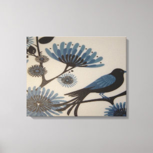 BLUEBIRD FLOWERS CANVAS PRINT