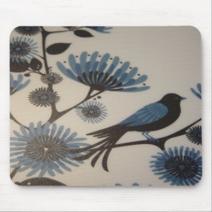 BLUEBIRD FLOWERS MOUSE MAT