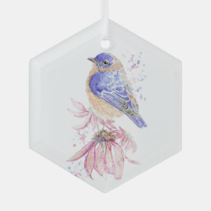 Bluebird Garden Bird Wildlife Nature Art Glass Tree Decoration