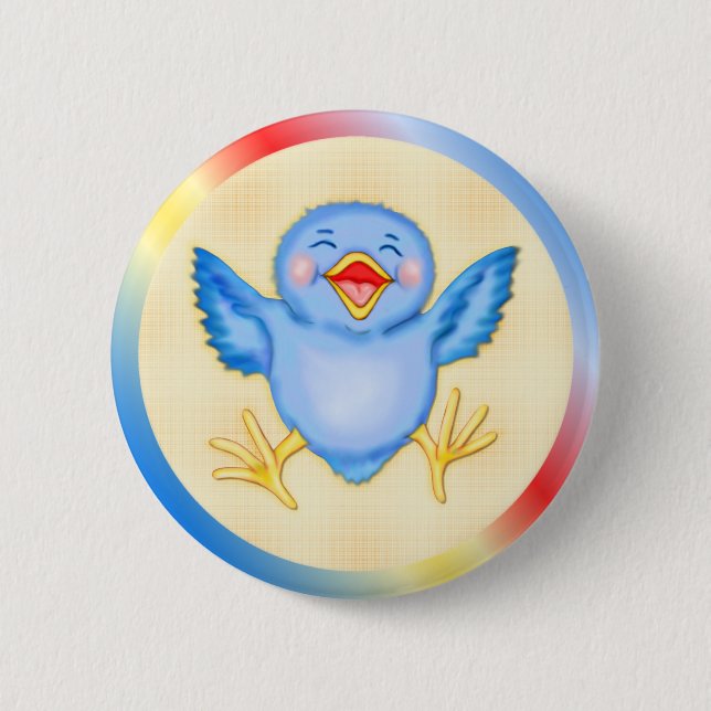 Bluebird Happiness 6 Cm Round Badge (Front)
