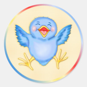 Bluebird Happiness Classic Round Sticker