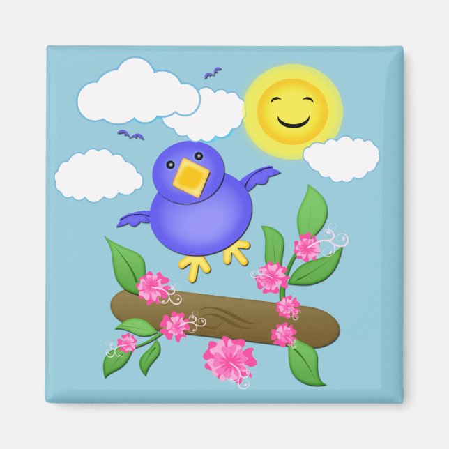 Bluebird Happiness Spring Magnet (Front)
