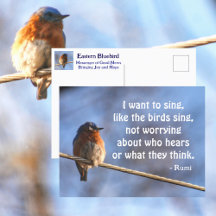 Bluebird I want to Sing Rumi Quote Photographic