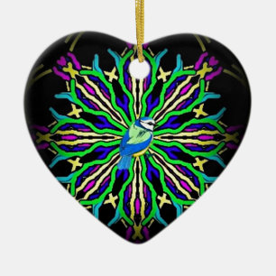 Bluebird in a spiral kaleidoscope girt collection ceramic tree decoration