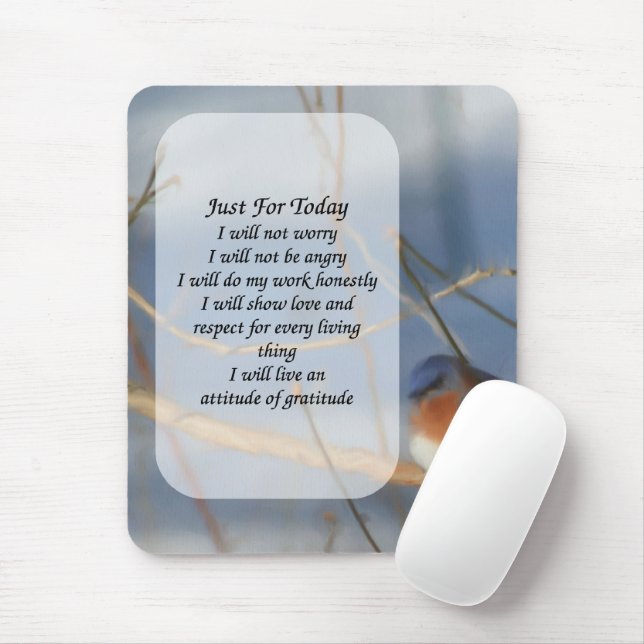 Bluebird Just For Today Inspirational  Mouse Mat (With Mouse)