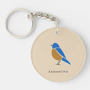 Bluebird Keychain Modern Minimal Illustration