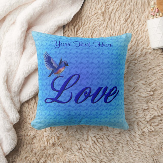 Bluebird Love Personalised Cushion (Blanket)