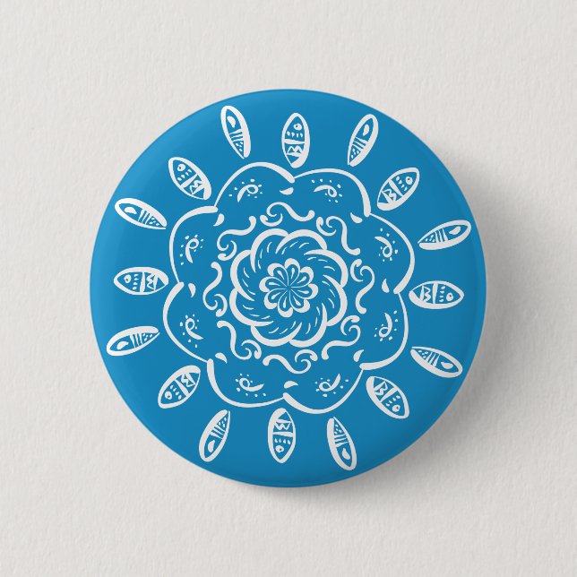 Bluebird Mandala 6 Cm Round Badge (Front)
