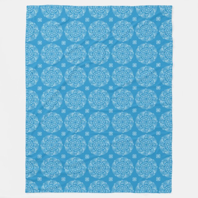 Bluebird Mandala Fleece Blanket (Front)