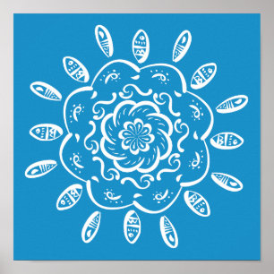 Bluebird Mandala Poster