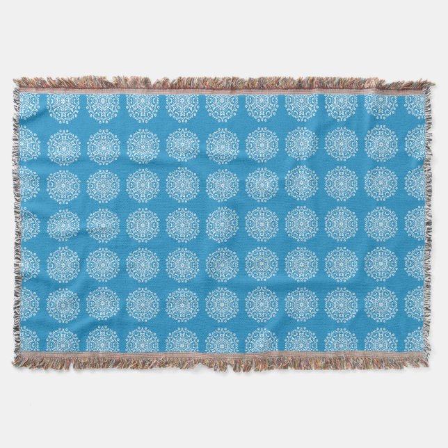 Bluebird Mandala Throw Blanket (Front)