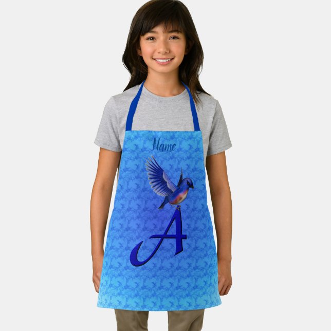 Bluebird Monogram Initial A Personalised Apron (Insitu)
