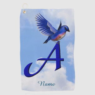 Bluebird Monogram Initial A Personalised Golf Towel