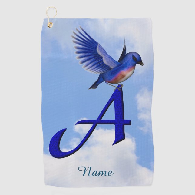 Bluebird Monogram Initial A Personalised Golf Towel (Front)