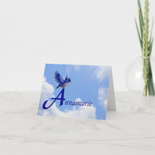 Bluebird Monogram Initial A Personalised Note Card