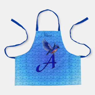 Bluebird Monogram Initial A Your Name  Apron