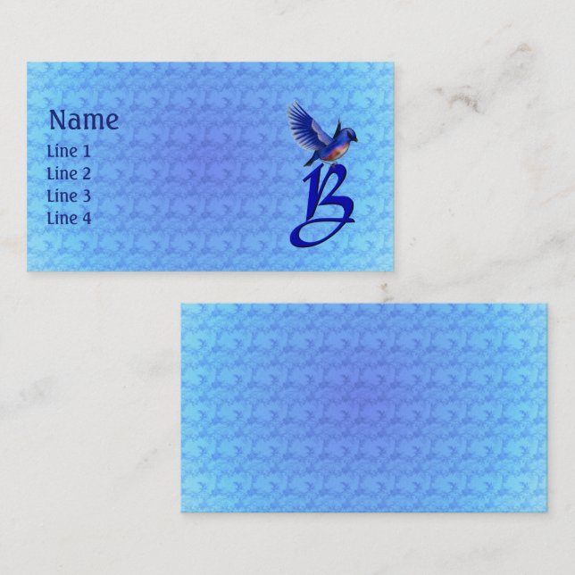 Bluebird Monogram Initial B Elegant Business Card (Front/Back)