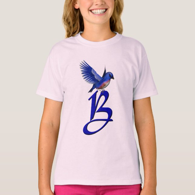 Bluebird Monogram Initial B Elegant  T-Shirt (Front)