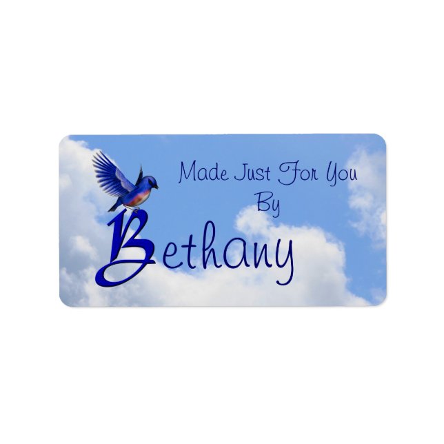 Bluebird Monogram Initial B Handmade Personalised Label (Front)