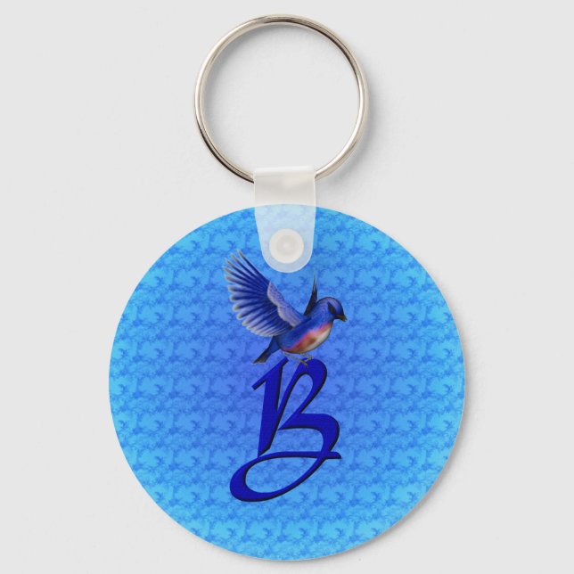 Bluebird Monogram Initial B Key Ring (Front)