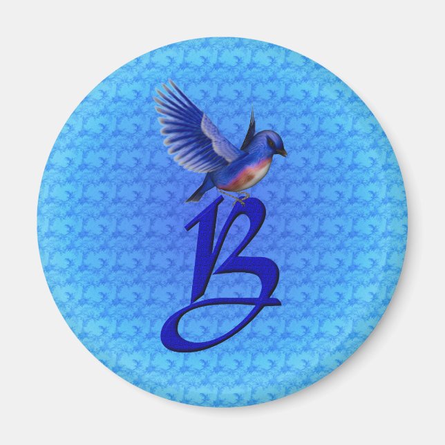 Bluebird Monogram Initial B Magnet (Front)