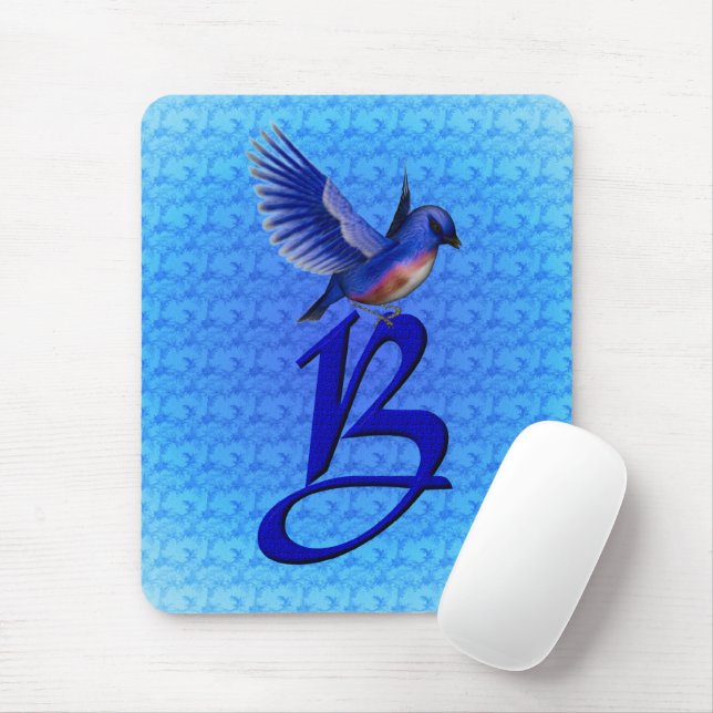 Bluebird Monogram Initial B Mouse Mat (With Mouse)