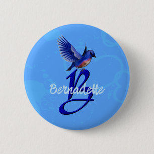 Bluebird Monogram Initial B Personalised 6 Cm Round Badge