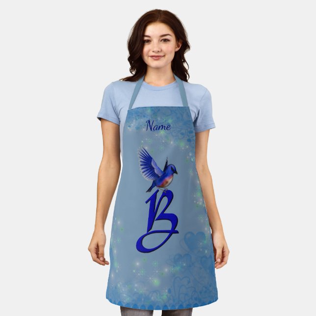 Bluebird Monogram Initial B Your Name  Apron (Worn)