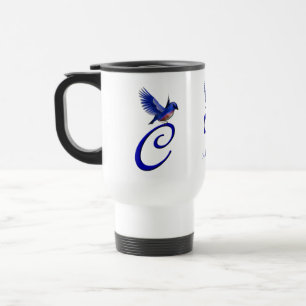 Bluebird Monogram Initial C Elegant Personalised Travel Mug