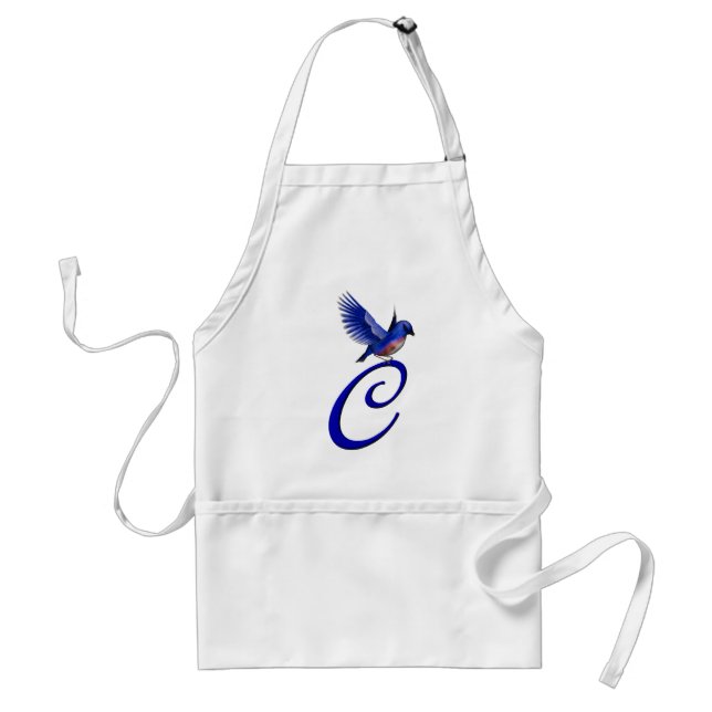 Bluebird Monogram Initial C Elegant Standard Apron (Front)